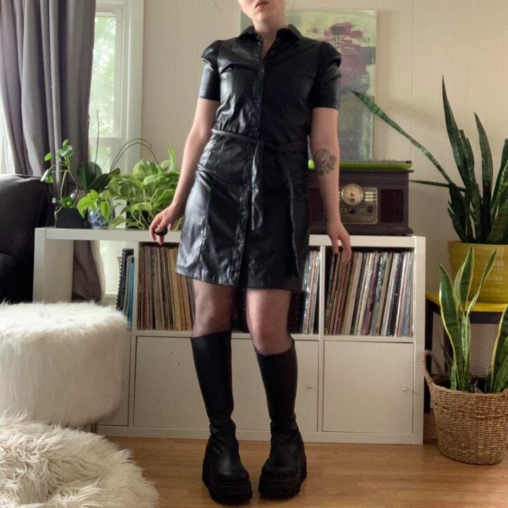 DKNY leather mini dress